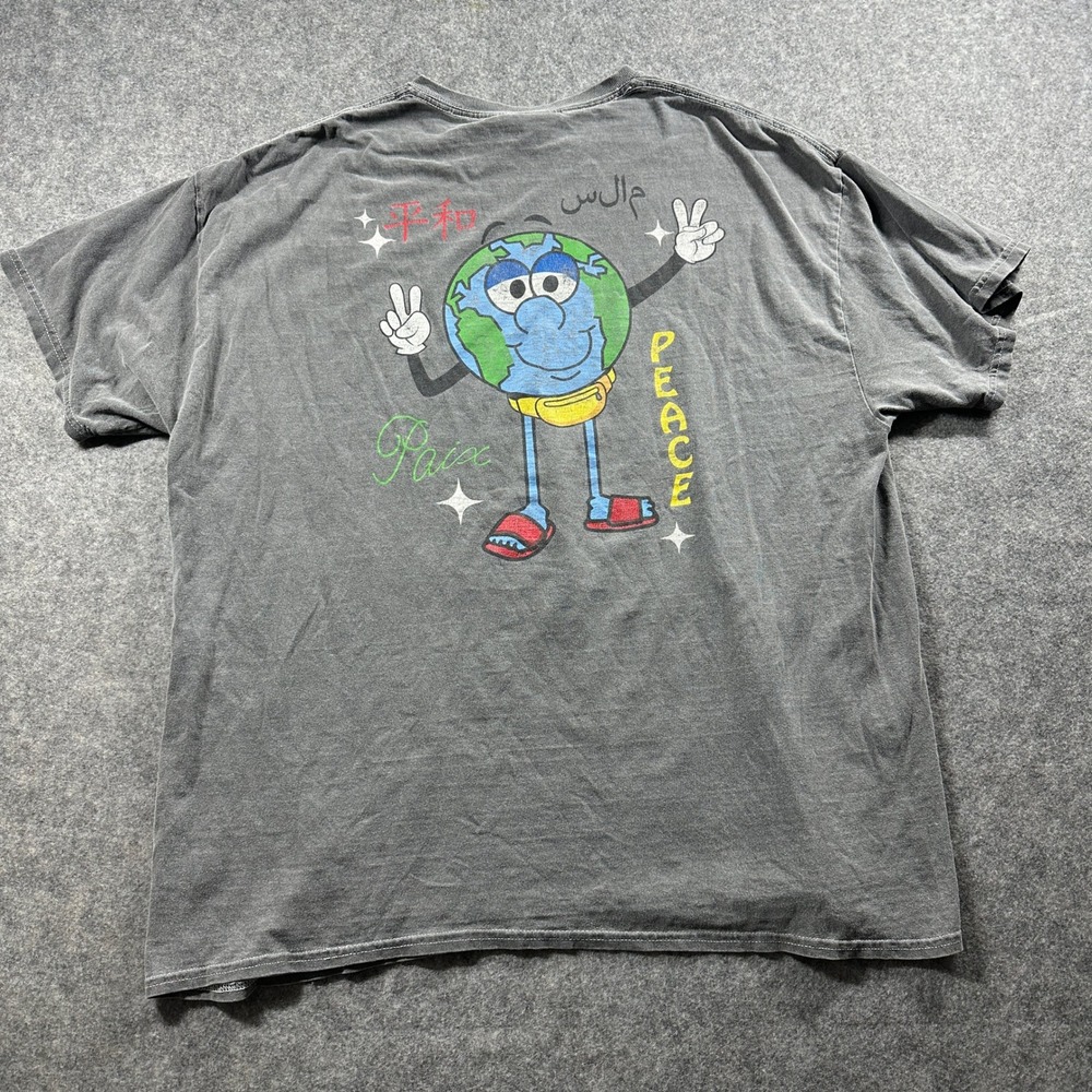 Vtg Coney Island Picnic Graphic T-Shirt XL? Gray Peace Earth Global Streetwear